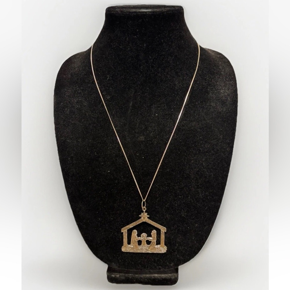 Sterling Silver Nativity Pendant on 24-inch Chain #5690